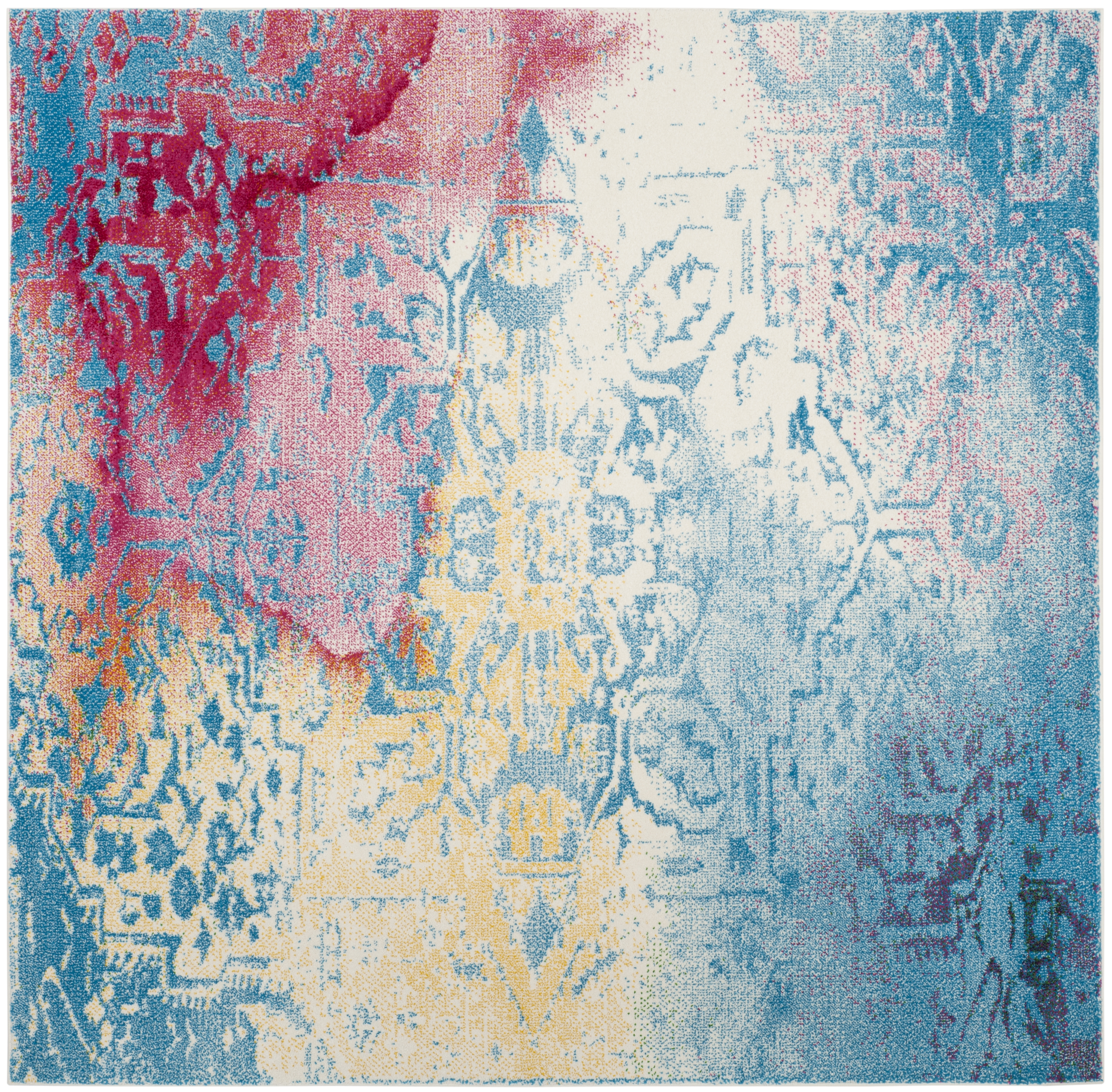 Arlo Home Woven Area Rug, WTC620G, Light Blue/Light Yellow,  6' 7" X 6' 7" Square - Image 0