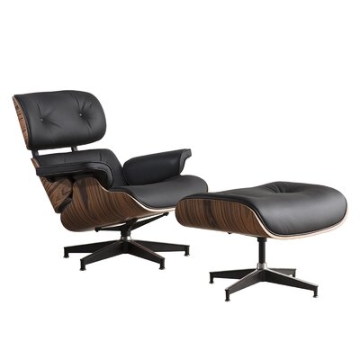 Genuine Leather Chaise Lounge Chair With Ottoman - Image 0