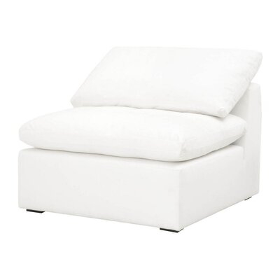 Armless Chair With Fabric And Reversible Cushions, White - Image 0