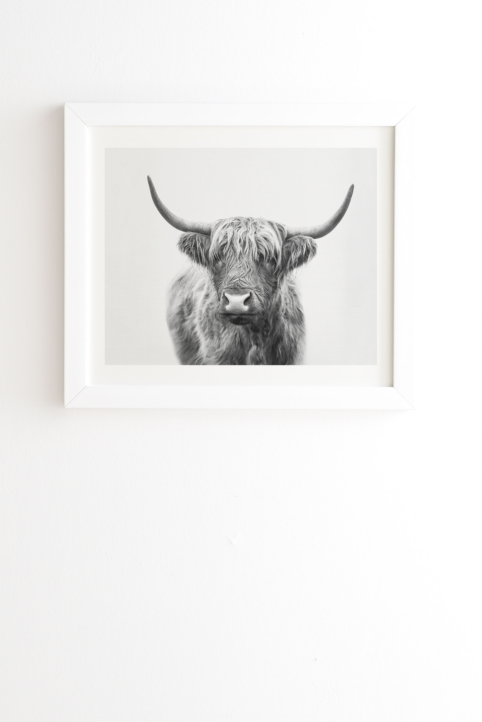 Highland Bull by Sisi and Seb - Framed Wall Art Basic White 14" x 16.5" - Image 0