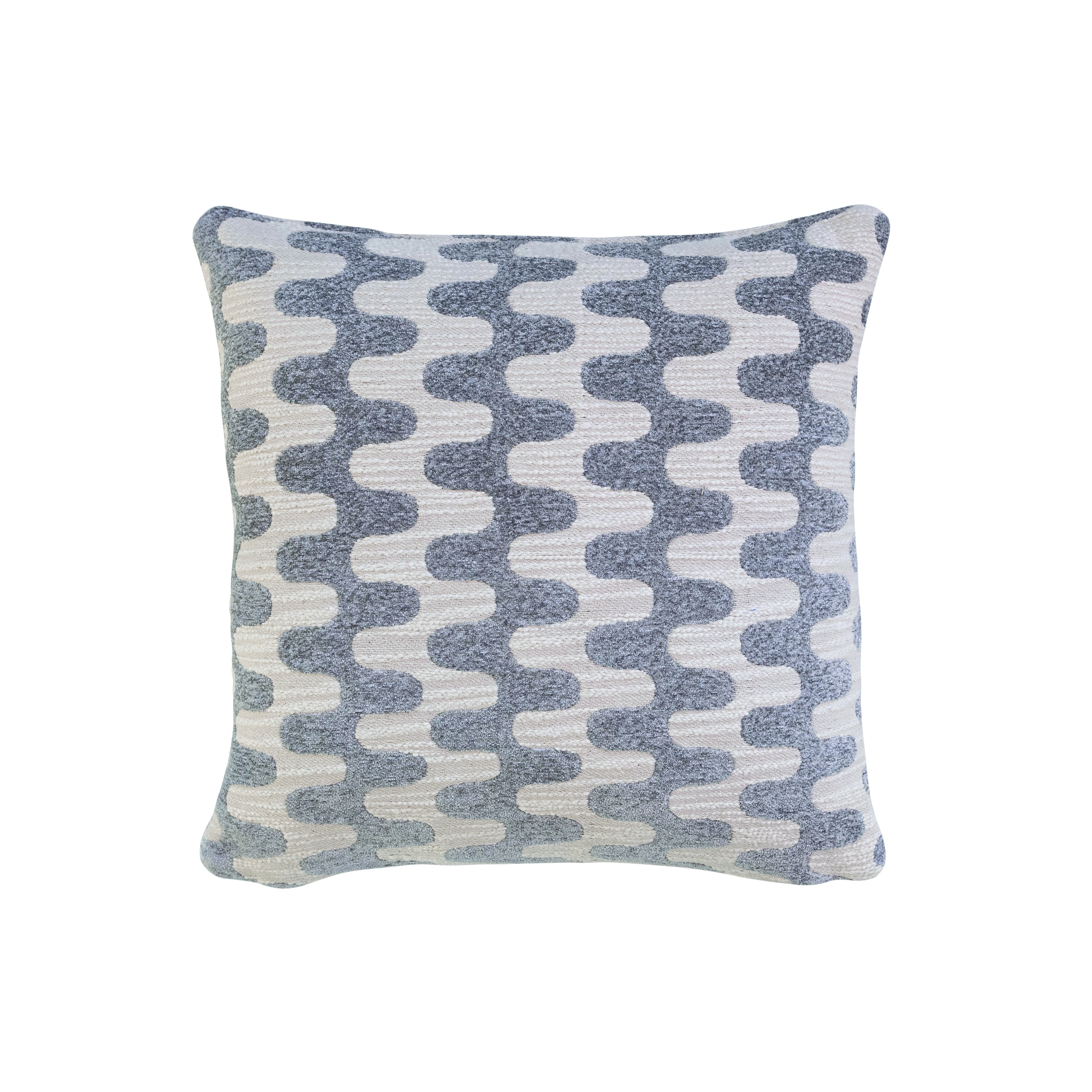18 Inches Square Woven Cotton Jacquard Pillow with Abstract Pattern Design, Natural and Gray - Image 0