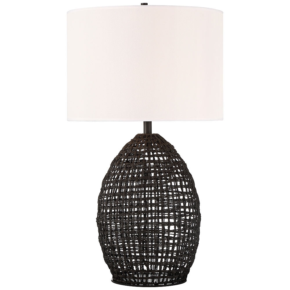Lite Source Ivette Black Woven Rattan Table Lamp - Style # 87P71 - Image 0