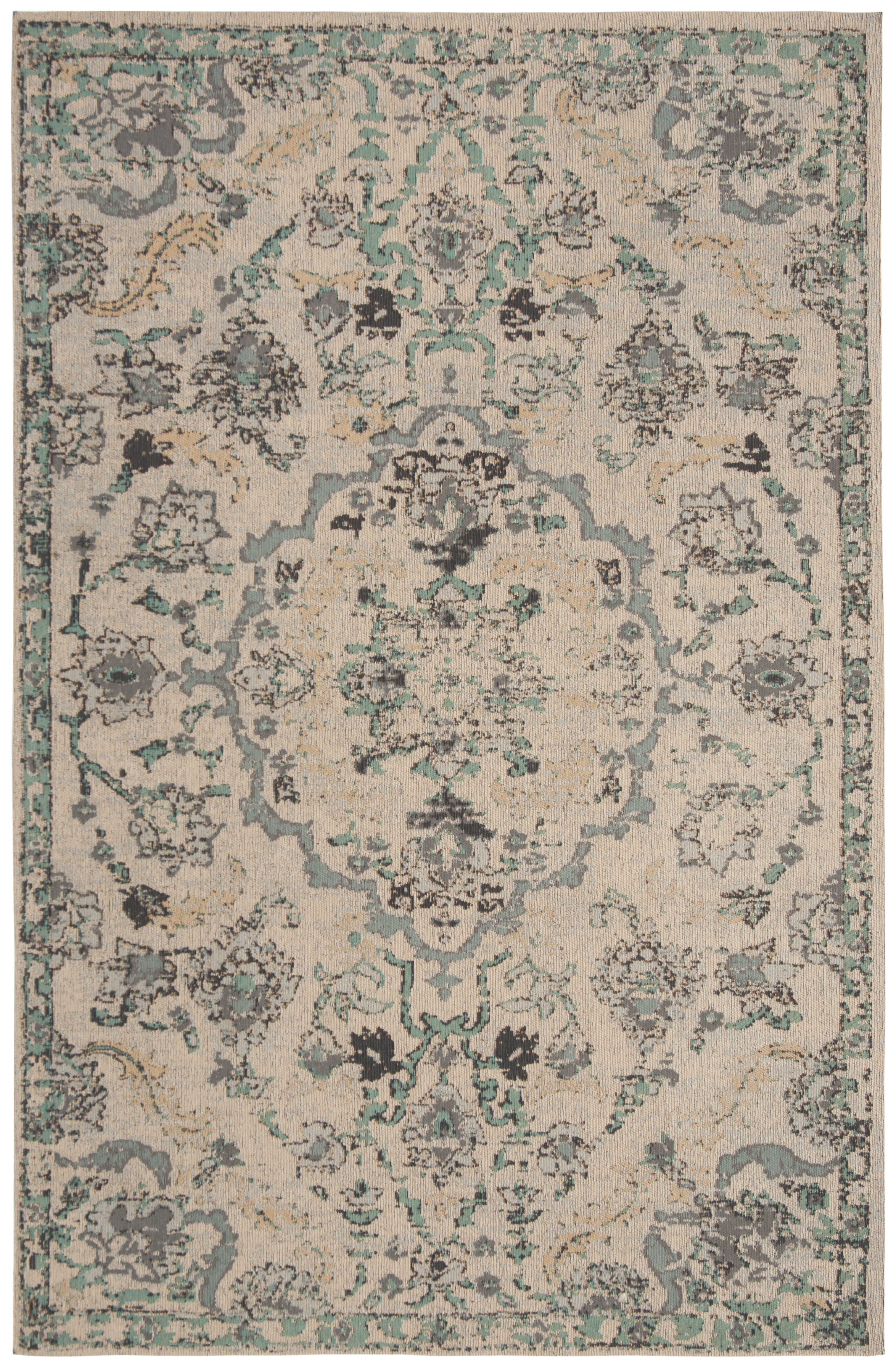 Arlo Home Woven Area Rug, CLV102F, Grey/Turquoise,  4' X 6' - Image 0