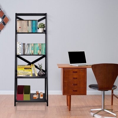 4-Tier Leaning Free Standing Ladder Shelf Bookcase - Image 0