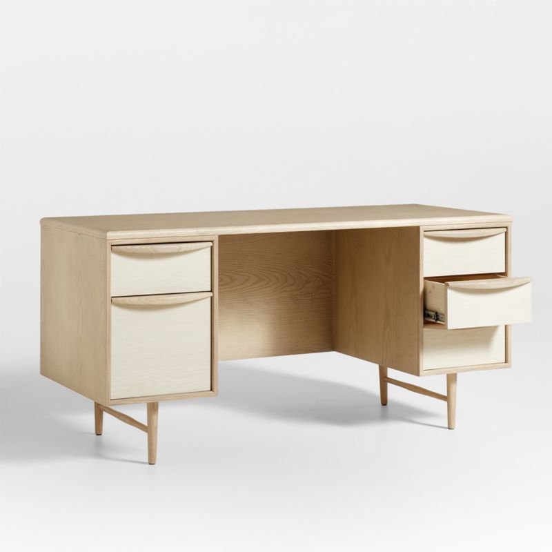 Kaufman 62" Natural and Blonde Wood Desk with File Drawer - Image 6