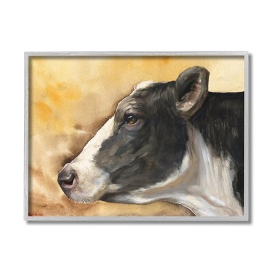 Pensive Cow Portrait Farm Animal Over Brown - Image 0