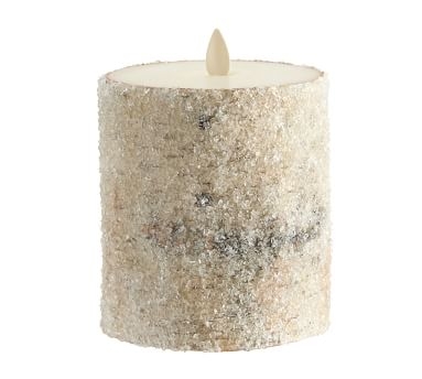 Premium Flickering Flameless Wax Pillar Candle, 3"x3" - Sugared Birch - Image 3