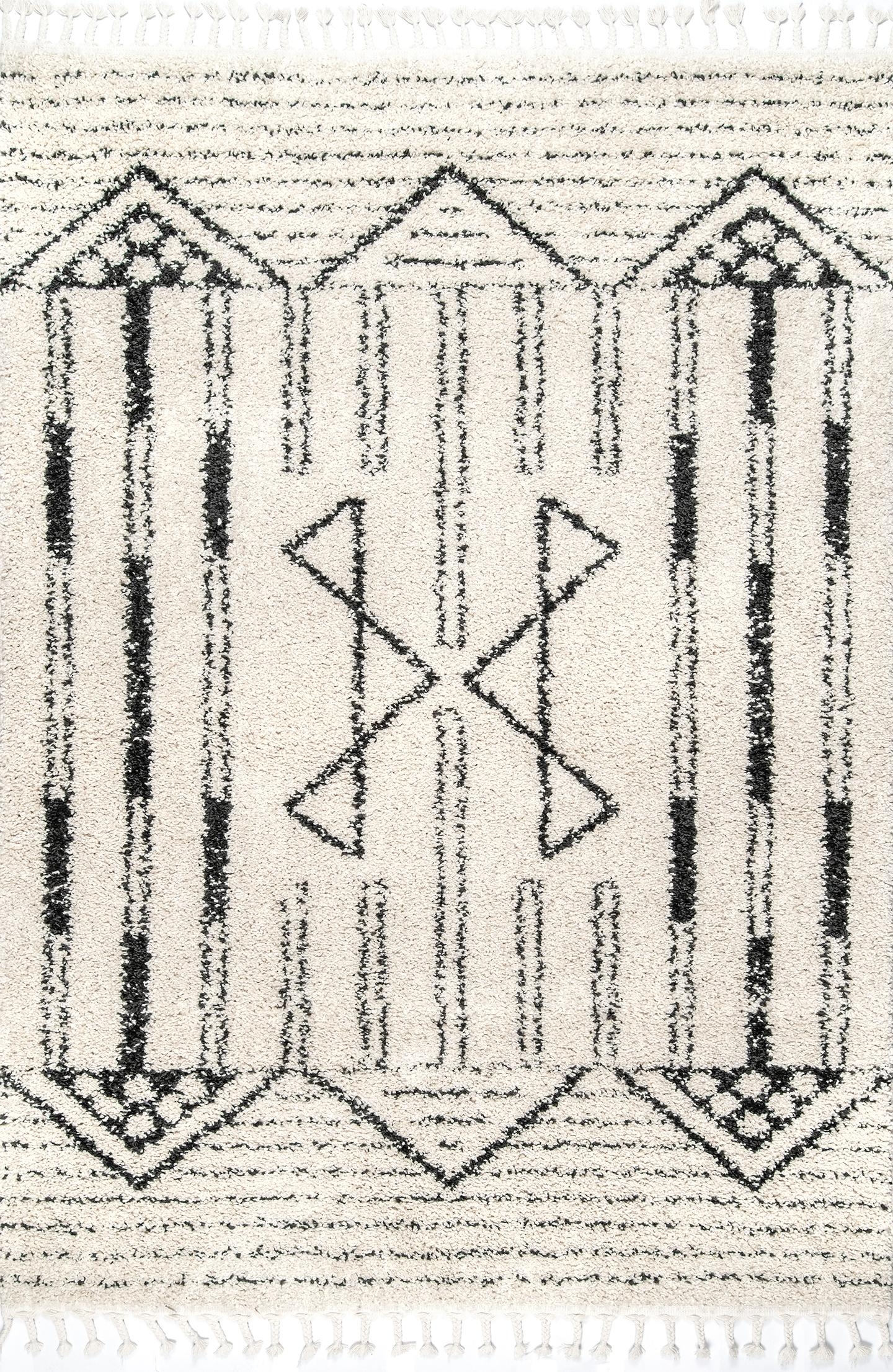 Janna Geometric Striped Tassel Rug Area Rug - Image 0