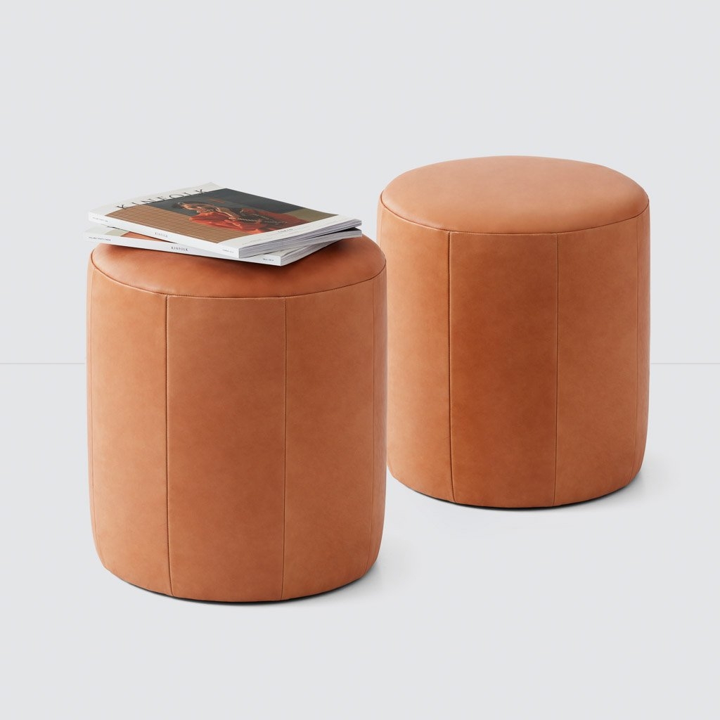 Torres Round Leather Ottoman - Small - Natural - One Ottoman By The Citizenry - Image 0