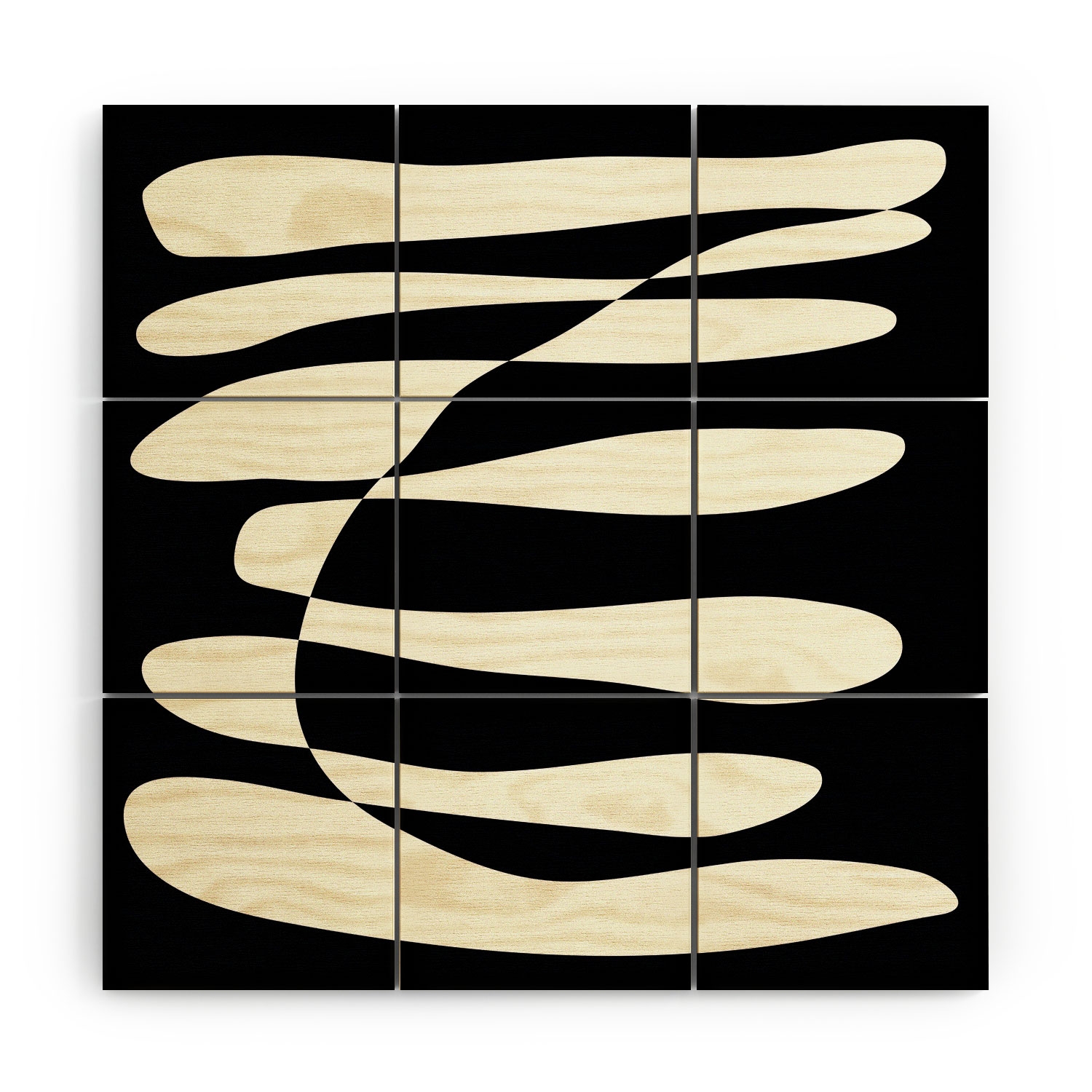 Abstract Composition In Black by June Journal - Wood Wall Mural3' X 3' (Nine 12" Wood Squares) - Image 0