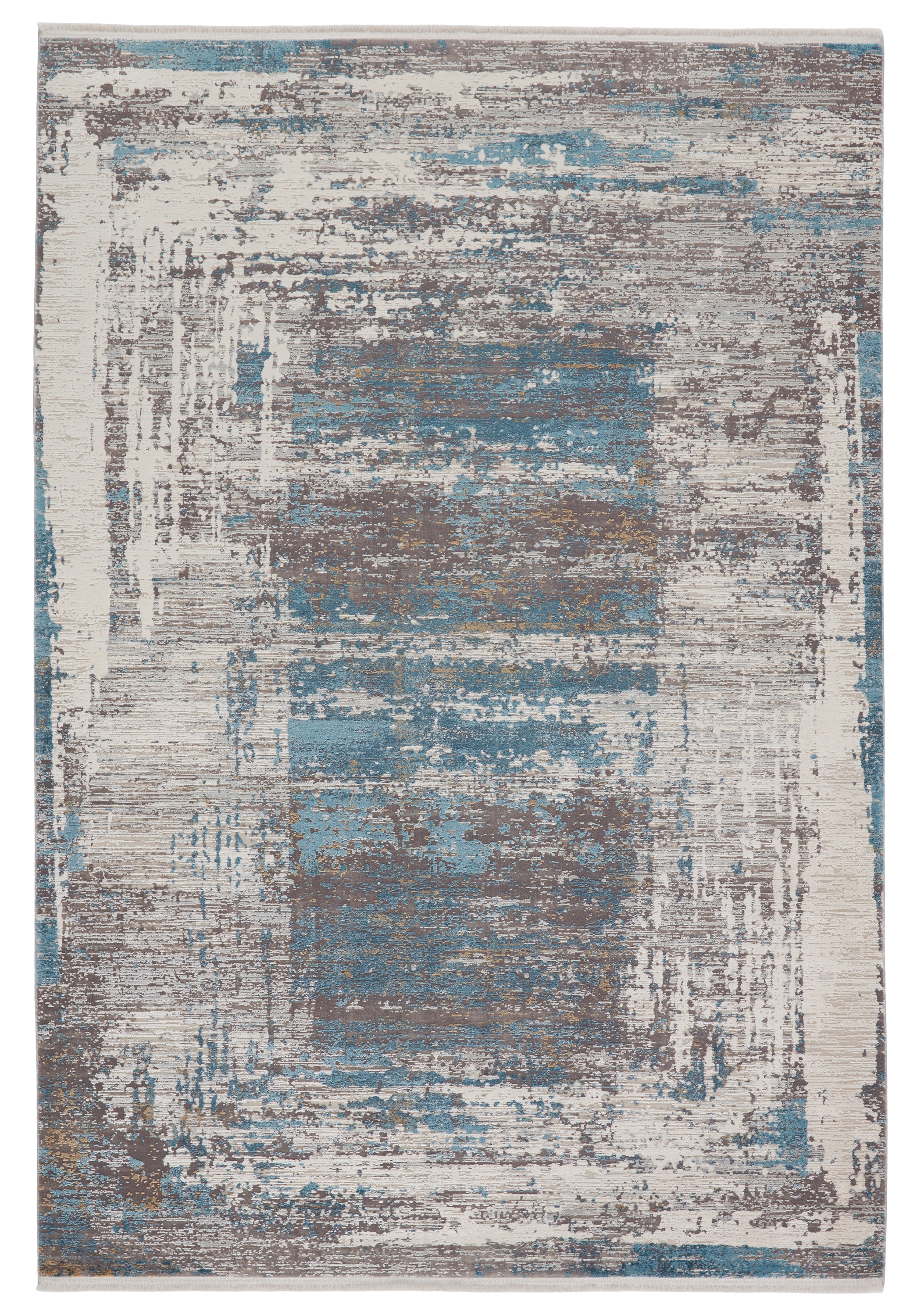 Rialto Abstract Blue/ Gray Runner Rug (2'6"X8') - Image 0