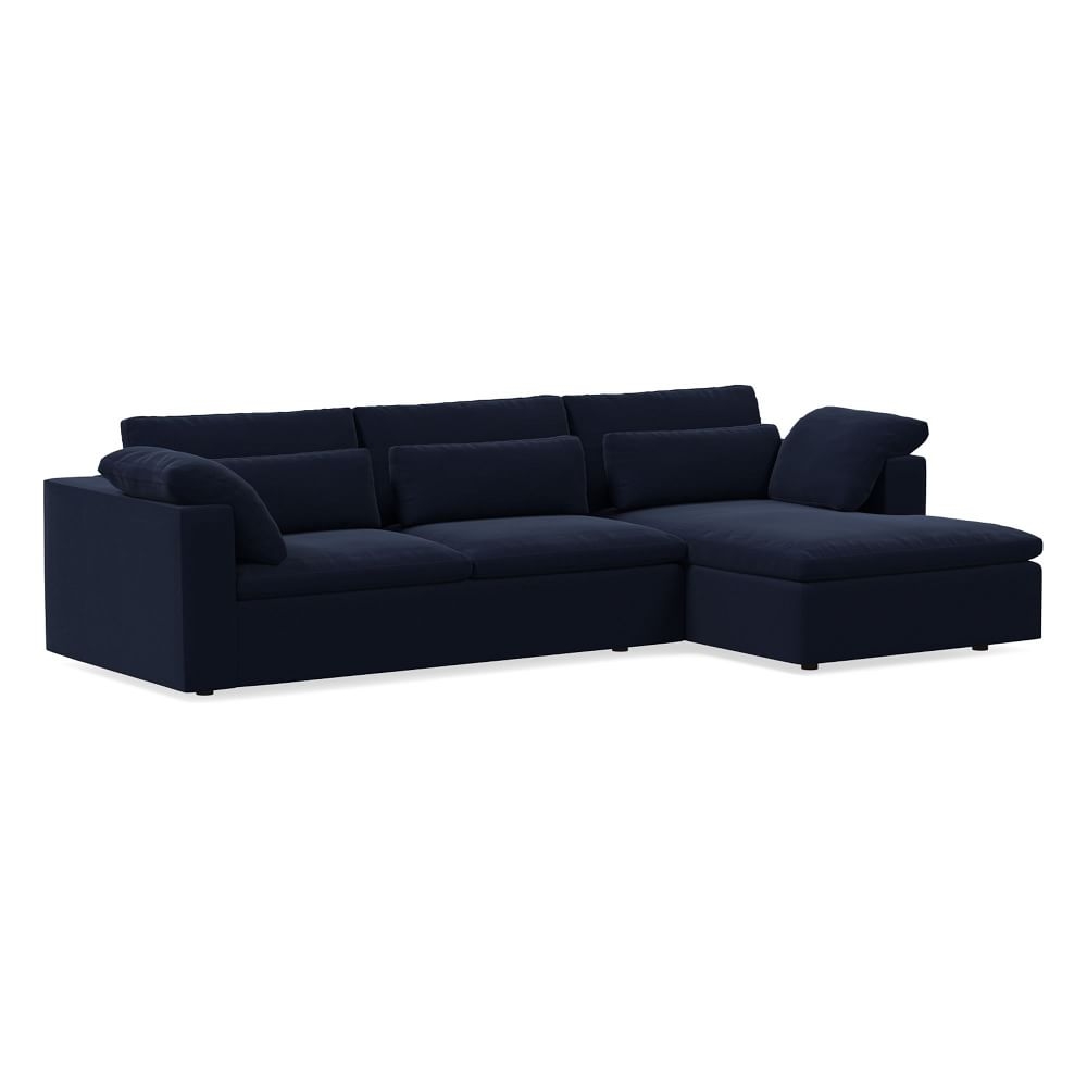 Harmony Modular 123" Right Multi-Seat 2-Piece Sleeper Sectional w/Storage, Distressed Velvet, Ink Blue - Image 0