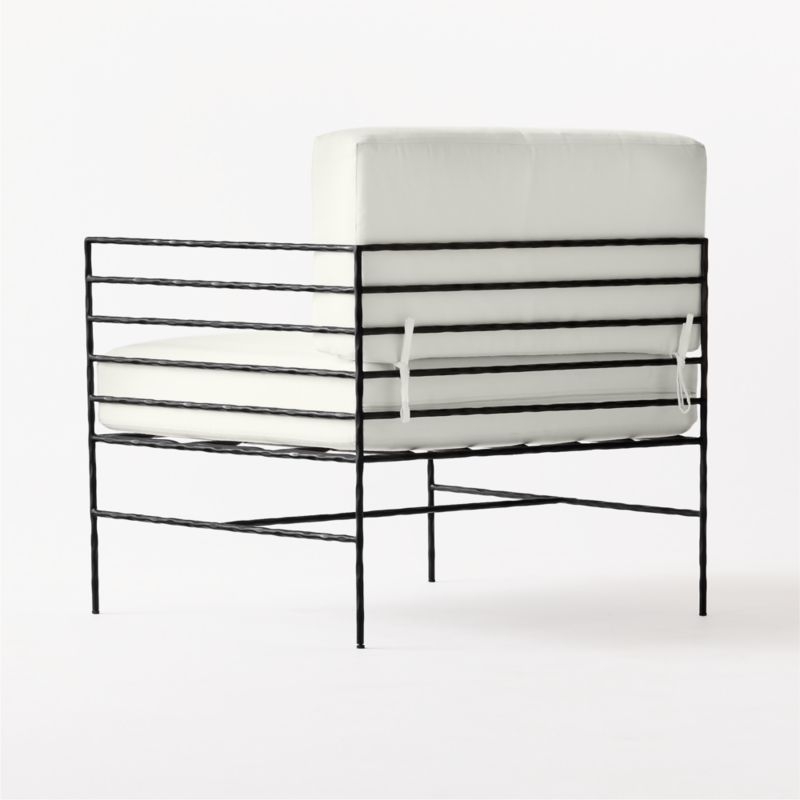 Marteau Black Metal Outdoor Right Chair with White Sunbrella® Cushions - Image 4