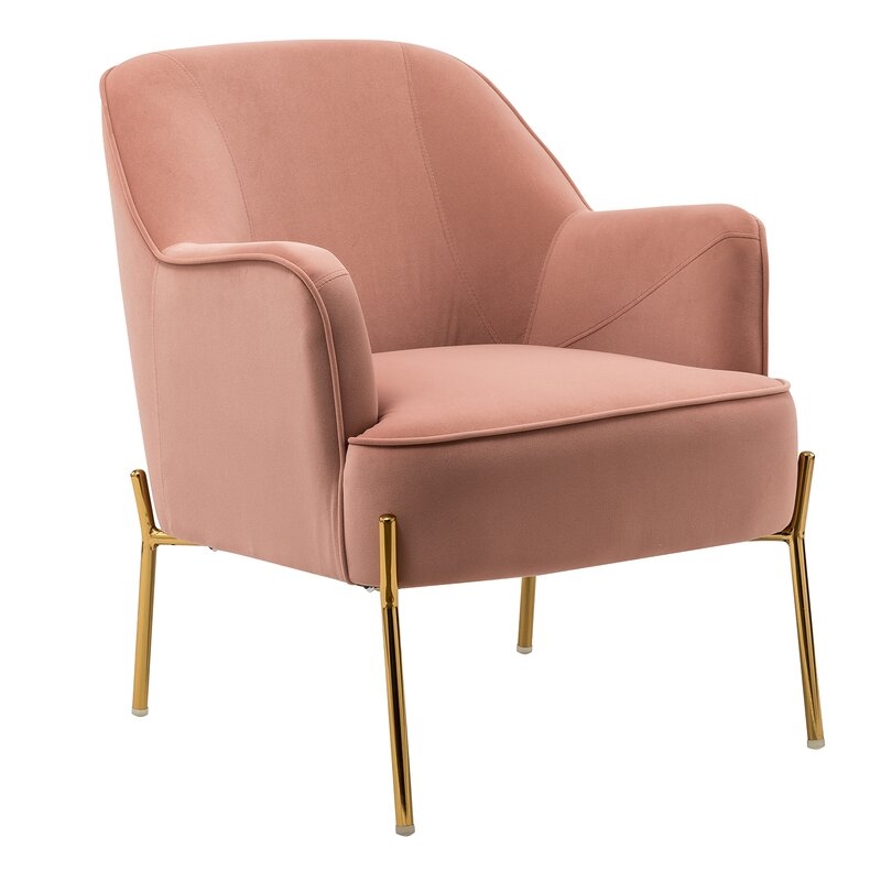Dallin 28" Wide Velvet Armchair, Pink - Image 0