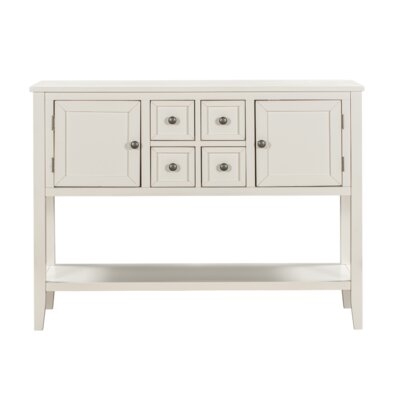 Modern  Sideboard Wood Console Table With Bottom Shelf And Drawers(White) - Image 0