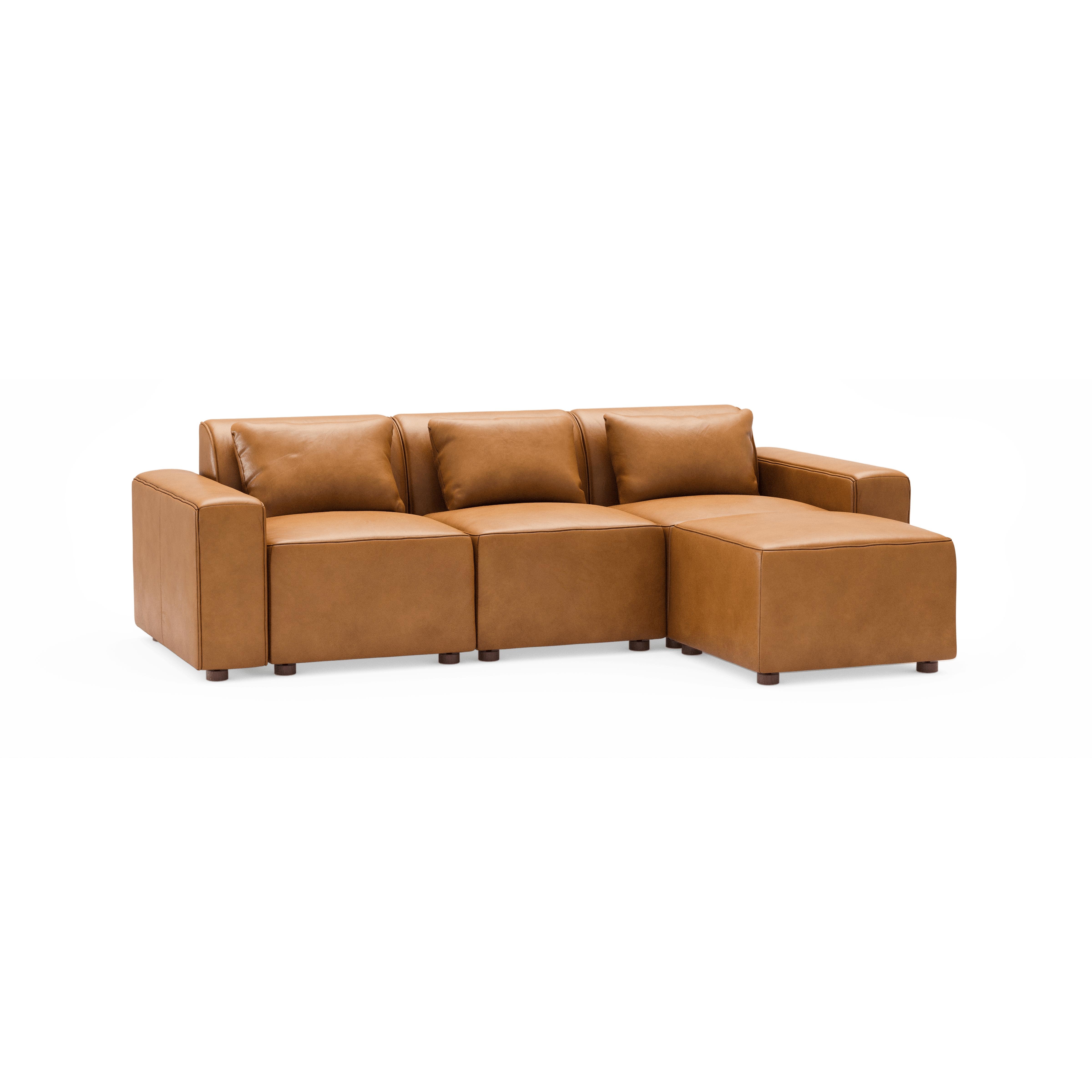 Burrow Mambo 4-Piece Sectional Lounger, Leg Finish: WalnutLegs - Image 0