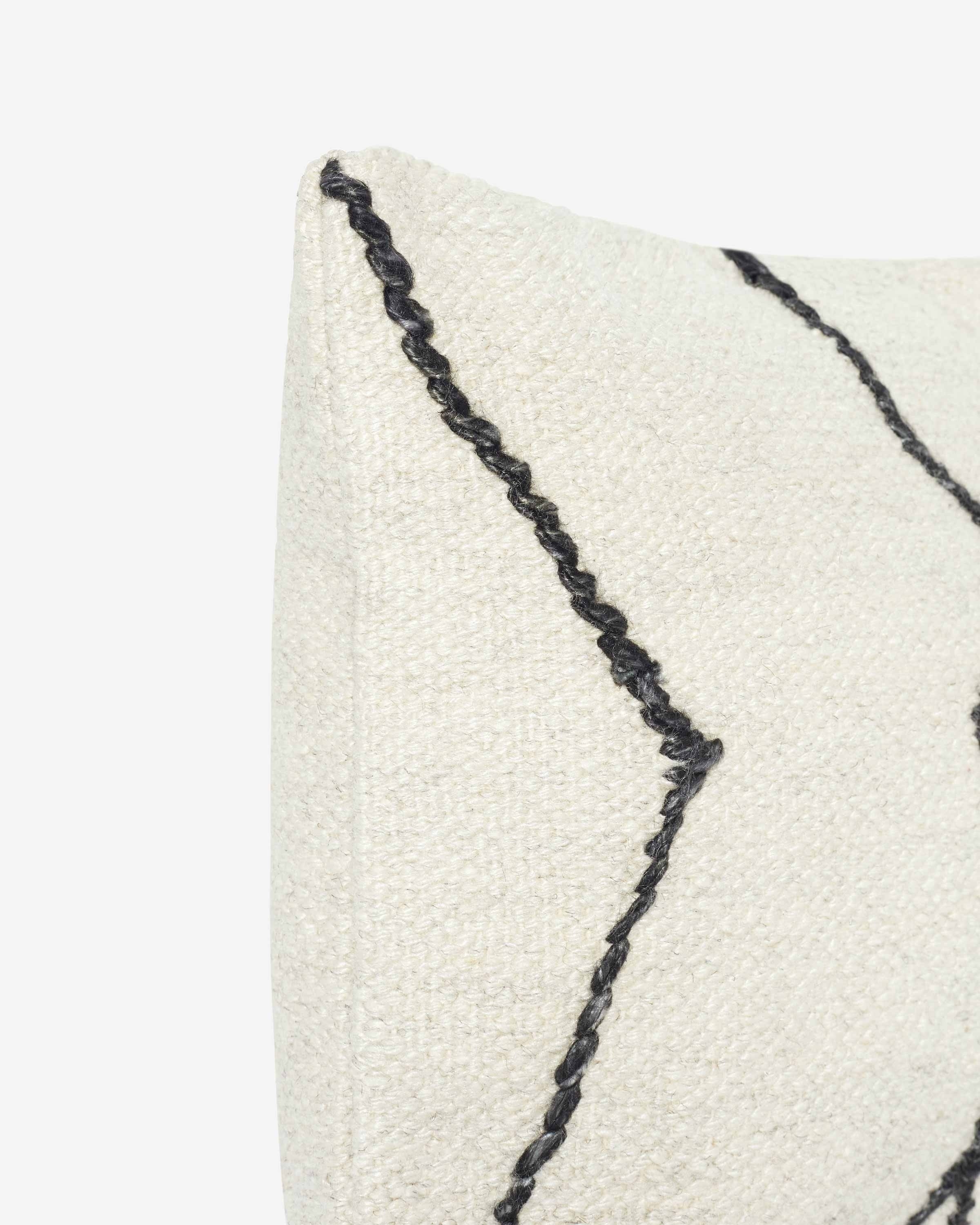 Moroccan Flatweave Pillow By Sarah Sherman Samuel - Black and Natural / 12" x 20" - Image 9