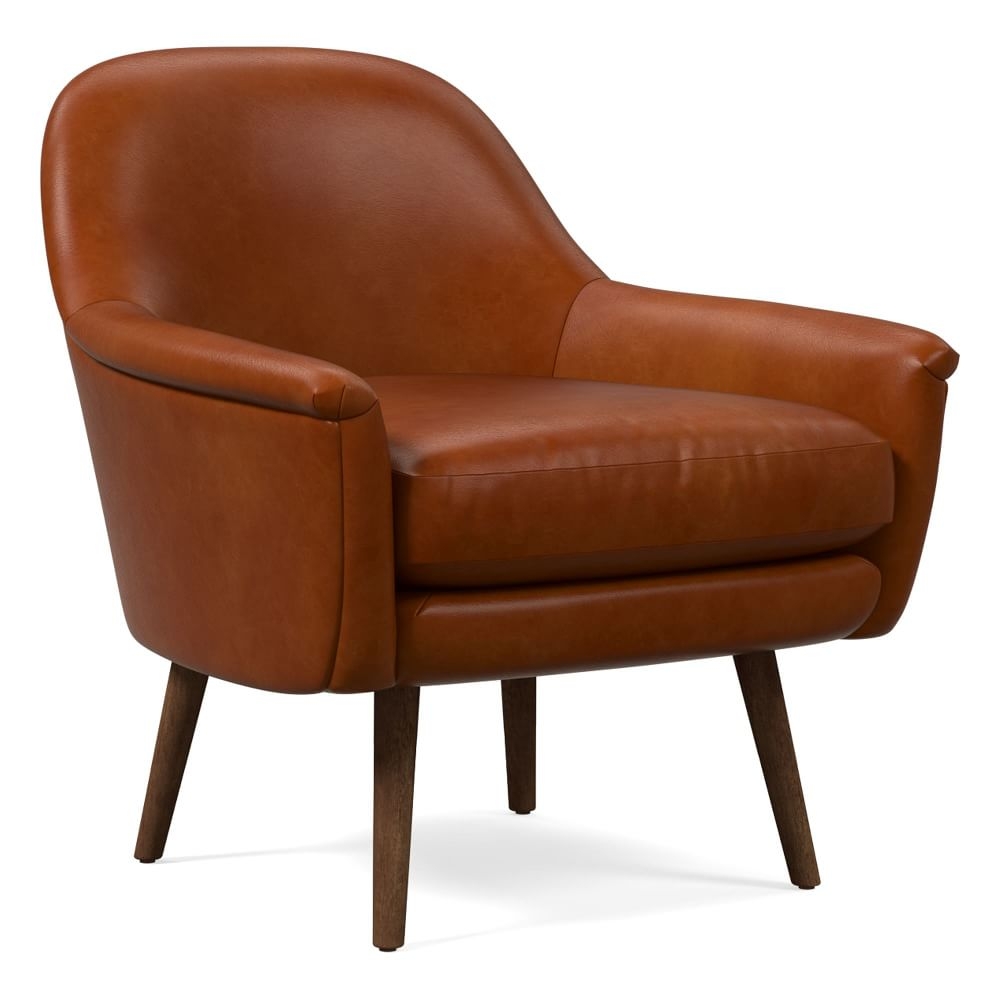 Phoebe Midcentury Chair, Poly, Saddle Leather, Nut, Pecan - Image 0