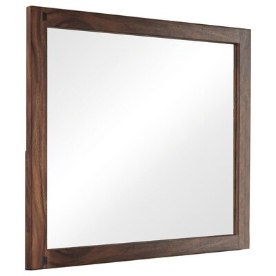 44 Inch Rectangular Wood Frame Mirror, Brown - Image 0