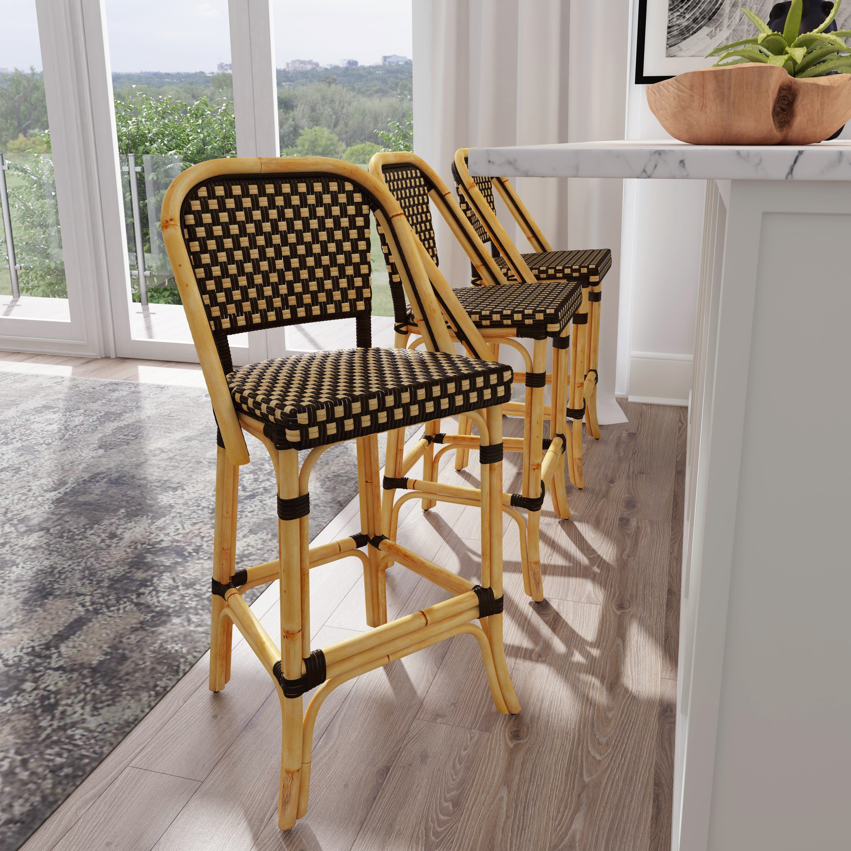Lila Chocolate Rattan Bar Stool - Image 2