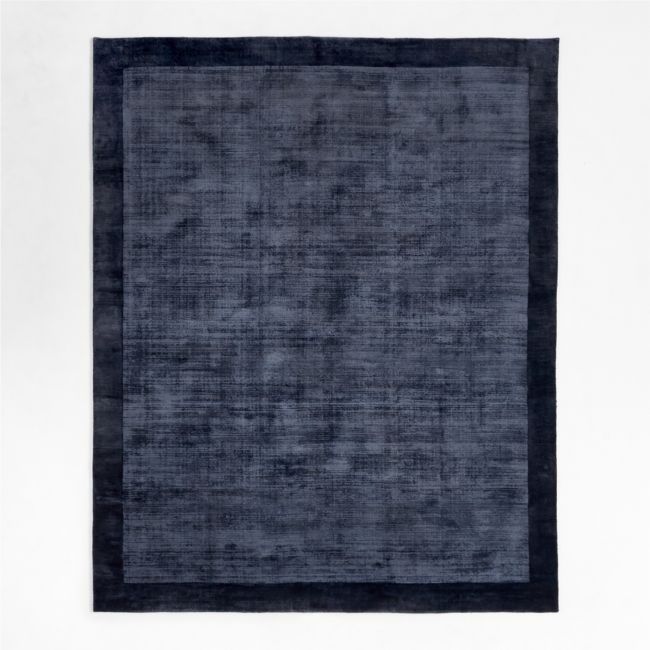 Laval Border Viscose Handwoven Blue Area Rug 6'x9' - Image 0