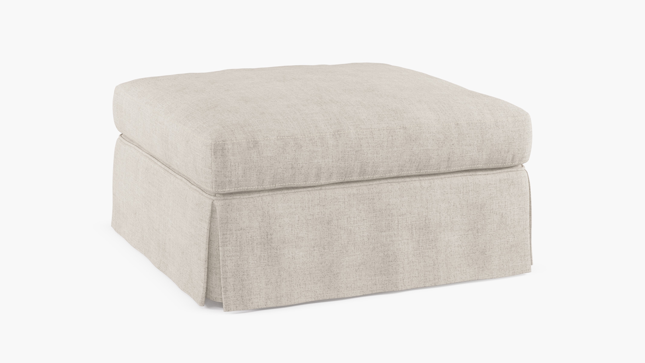 Skirted Cocktail Ottoman, Creme Luxe Linen - Image 1