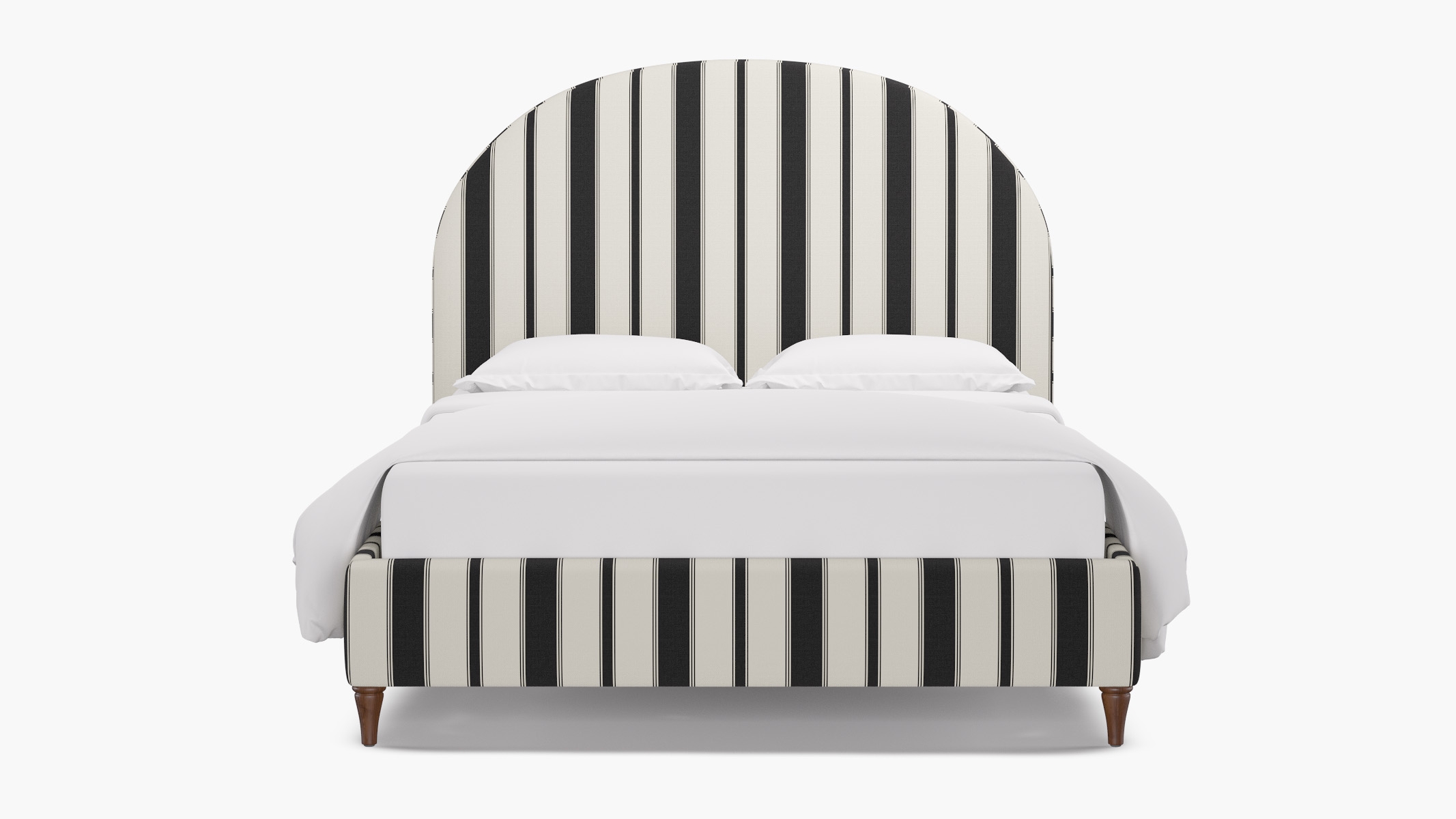 Demilune Bed, Ink Clarence Stripe, Walnut Decorative Tapered Leg, King - Image 0