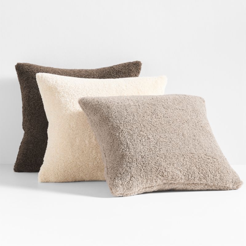 Faux Shearling 20x20 Deep Brown Throw Pillow with Down-Alternative Insert - Image 2