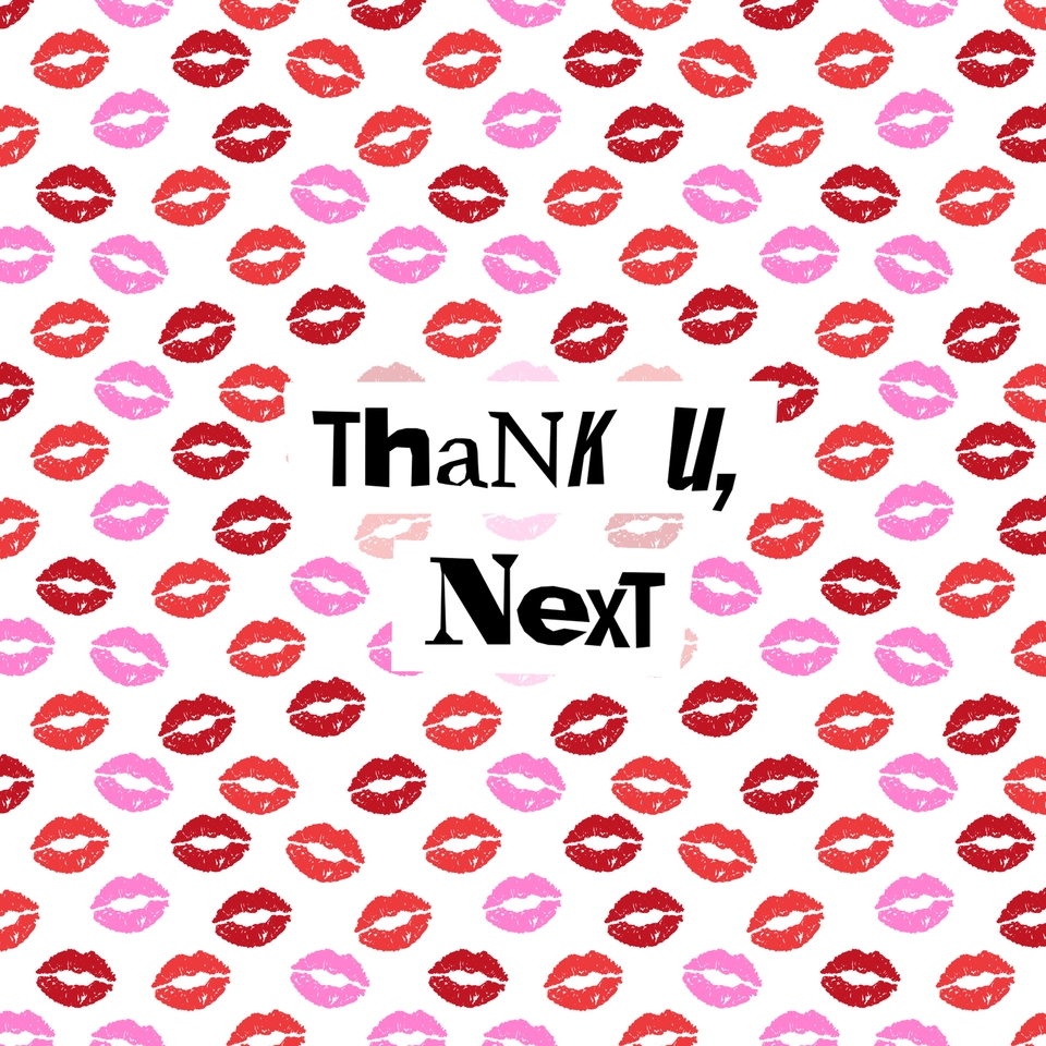 Thank U Next, Lip Lips, Lipstick, Pattern, Girls, Women, Typography, Quote, Throw Pillow by Charlottewinter - Cover (18" x 18") With Pillow Insert - Outdoor Pillow - Image 1