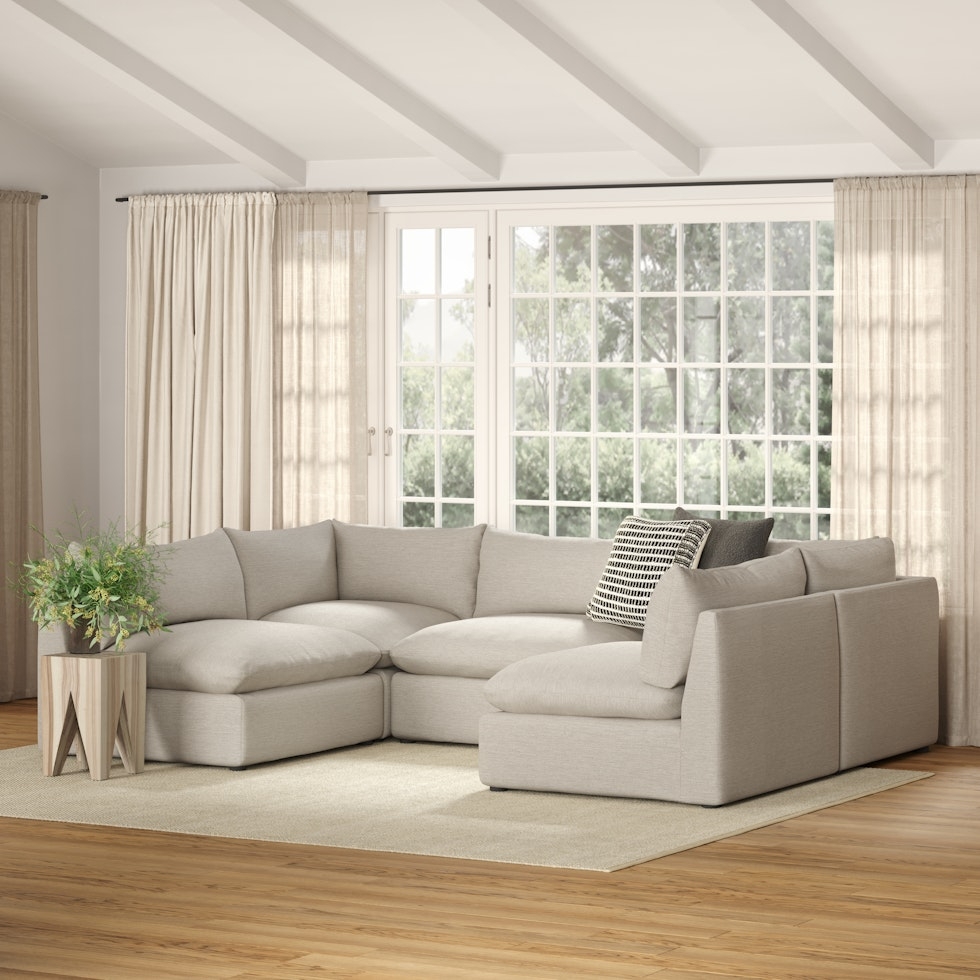 Leigh 121.5" Modular 5-Seater U-Shaped Sectional - Silver Ivory - Image 0