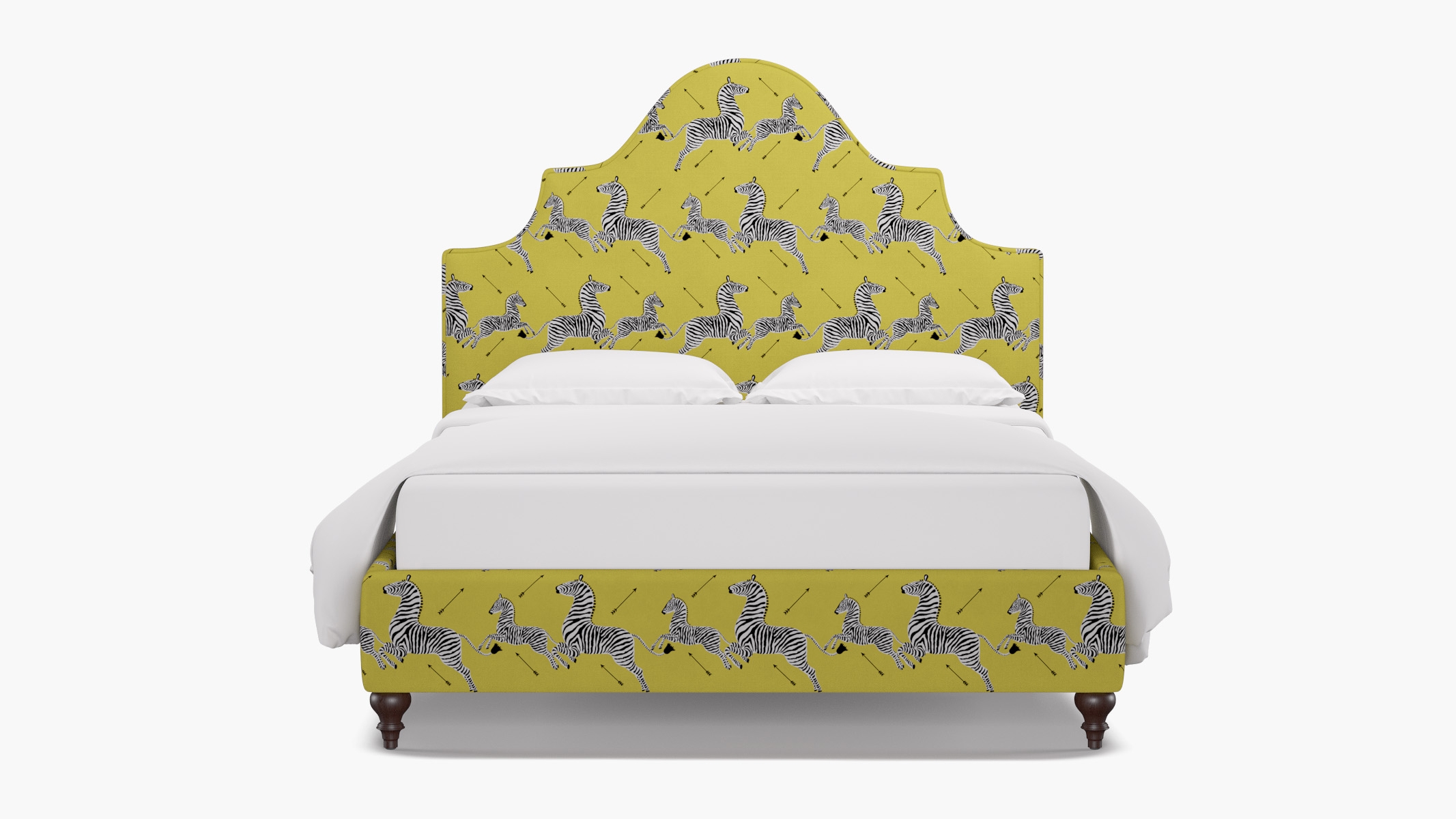 Statement Bed, Yellow Zebra, Espresso Traditional Turned Leg, King - Image 0