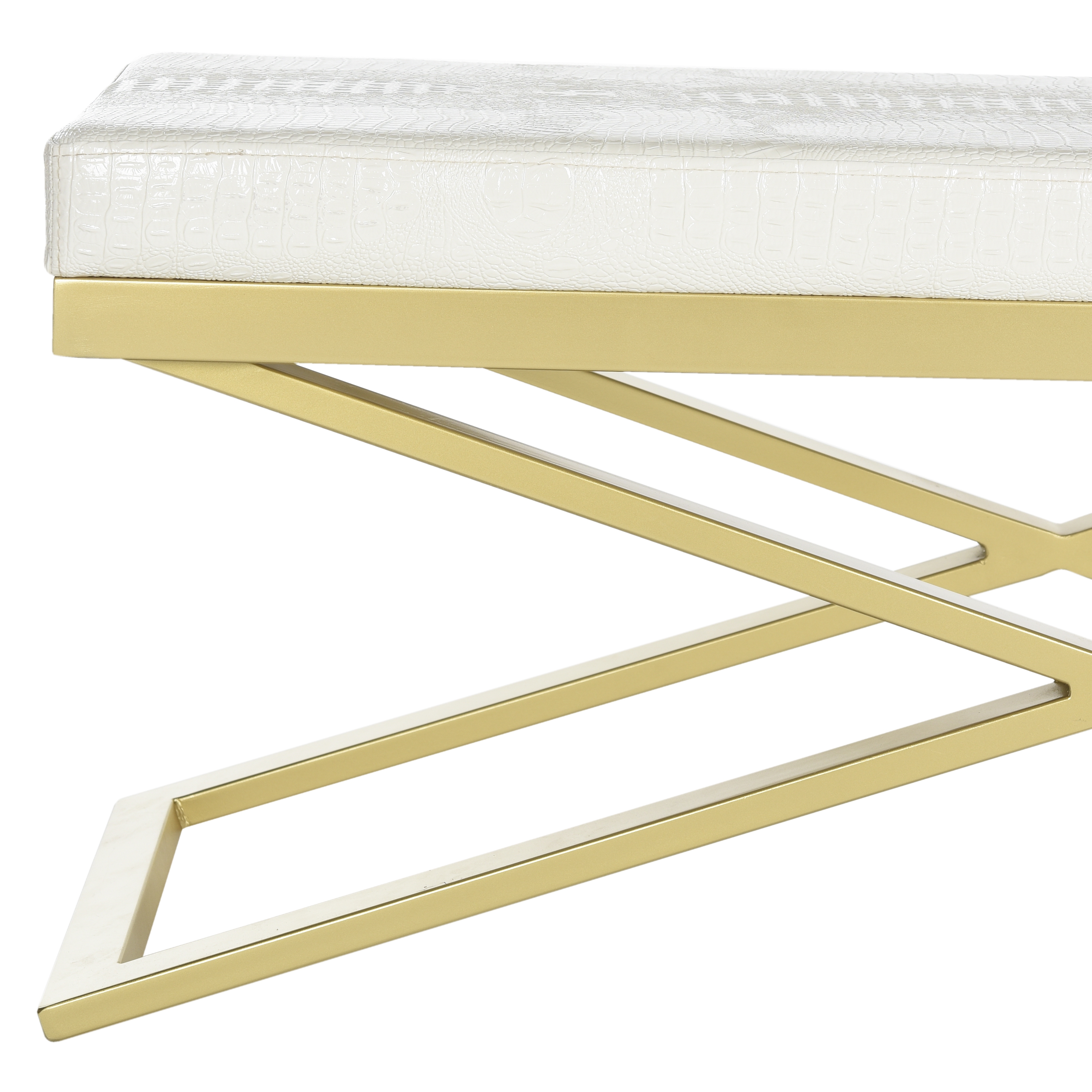 Acra Bench - White Crocodile/Gold - Safavieh - Image 2