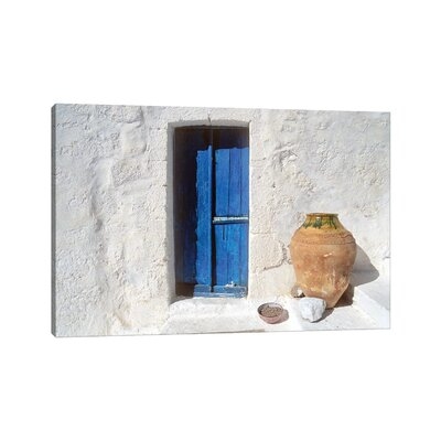 Greece, Symi. Blue Door And Pot. - Image 0