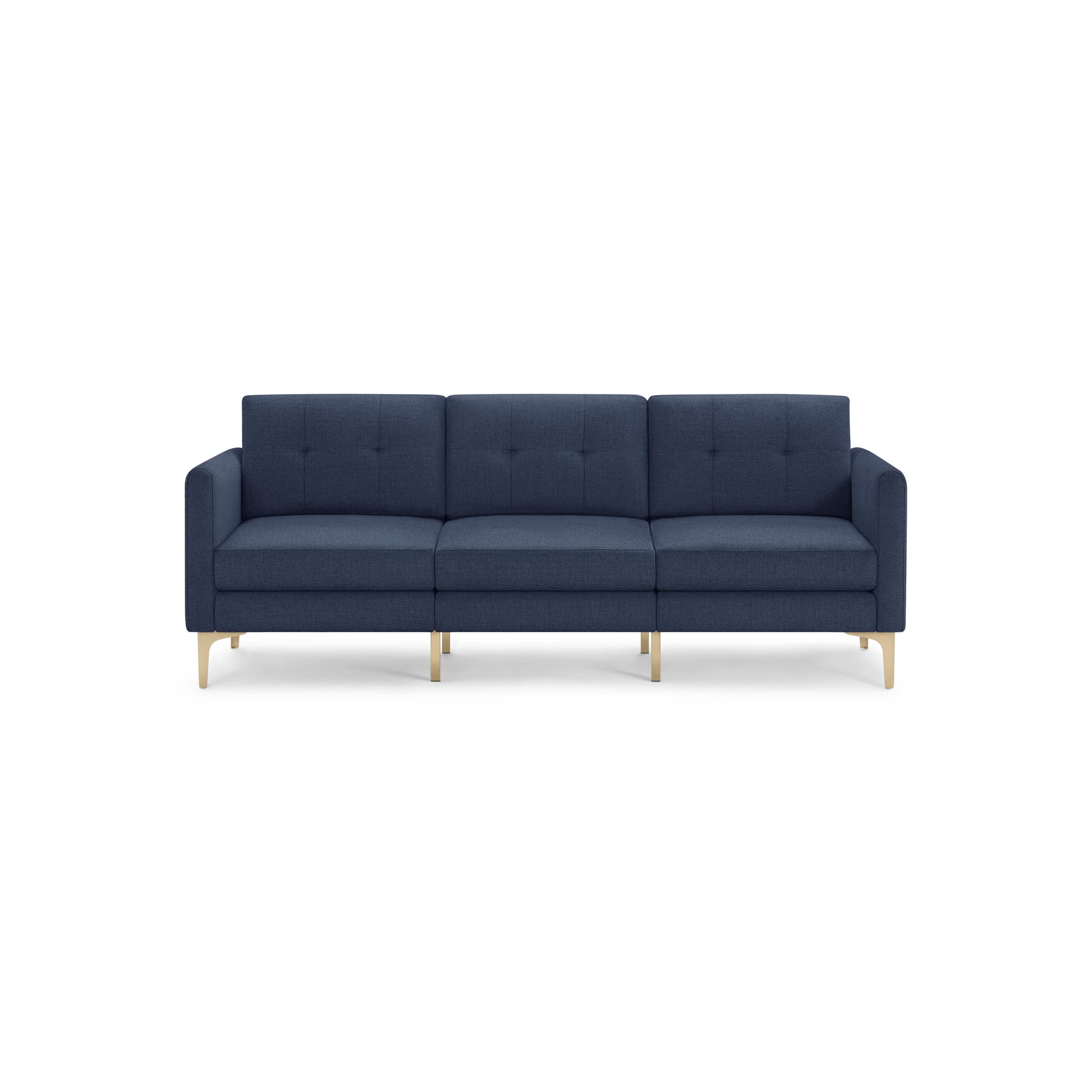 Nomad Sofa in Navy Blue, Brass Legs - Image 0