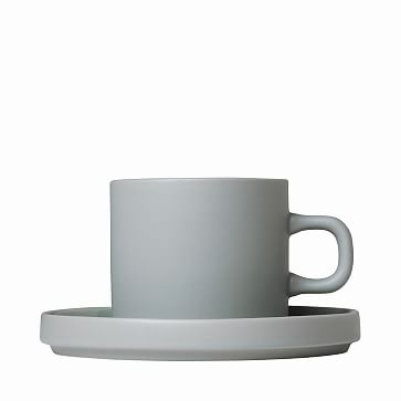 Pilar Coffee Cups With Saucers, 7 Oz, 2-Pack, Agave Green - Image 1
