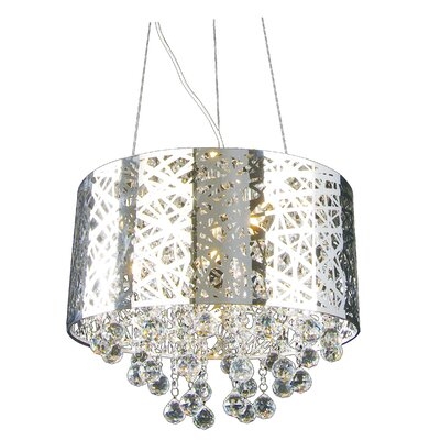 13.2" H Metal Drum Pendant Shade in Silver/Gold - Image 0