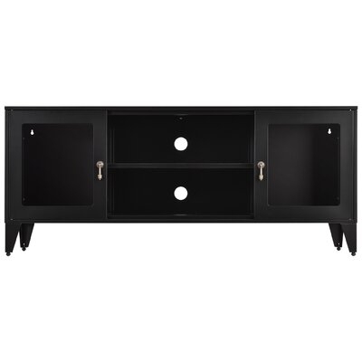 LNIE TV Cabinet Industrial Style, With 2 Doors Metal TV Bracket, 1 Shelf, Suitable For Entertainment TV Entertainment Center Up To 55 Inches,Black - Image 0