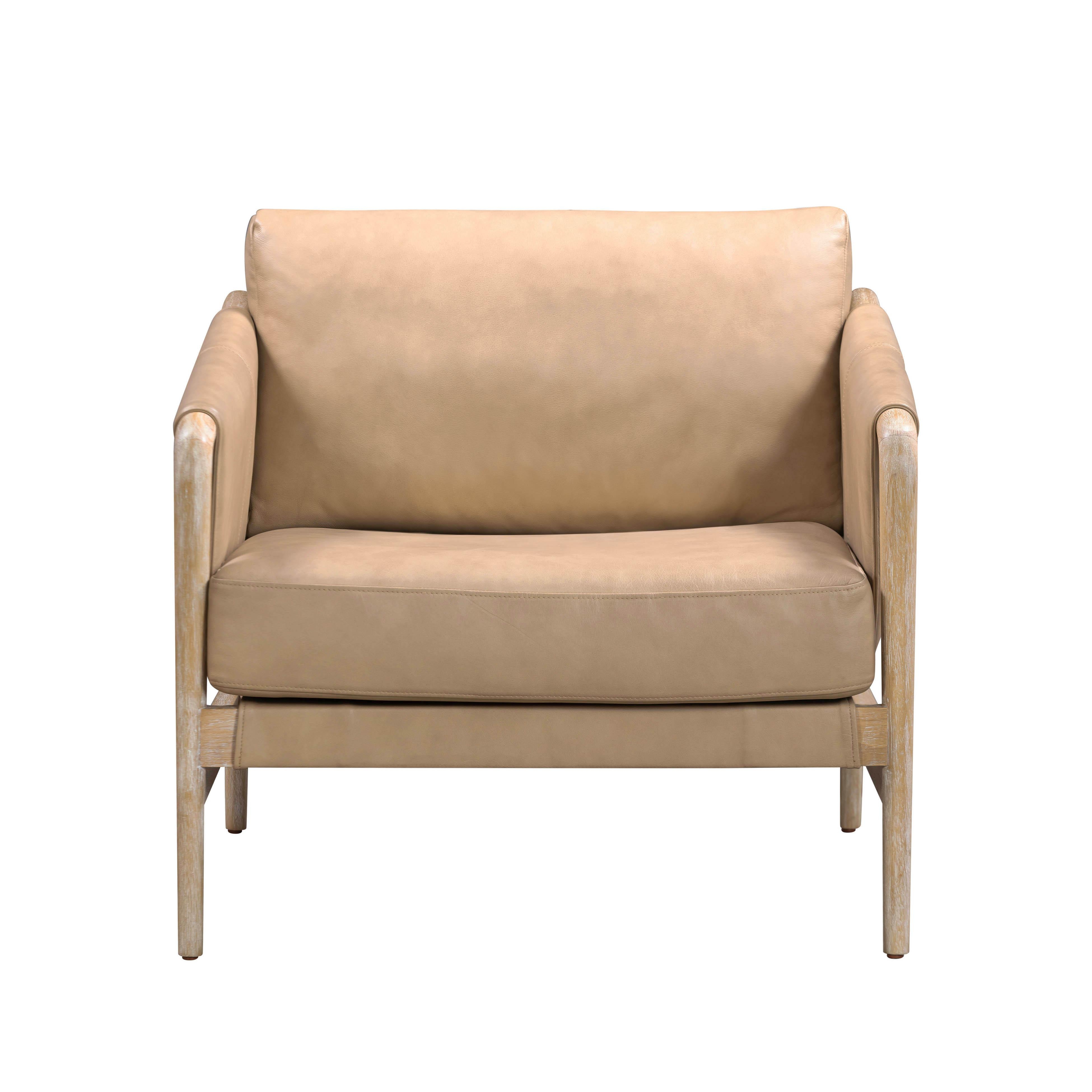 Chakka Tan Genuine Leather Accent Chair - Image 1