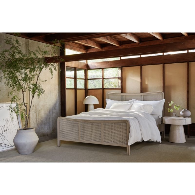 Fields Cane and White Oak Wood Queen Bed by Leanne Ford - Image 1