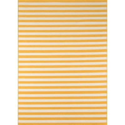 Yepez Striped Yellow/White Indoor / Outdoor Area Rug - Image 0