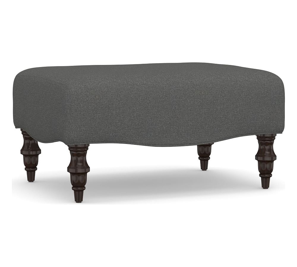 Clara Upholstered Ottoman, Polyester Wrapped Cushions, Park Weave Charcoal - Image 0