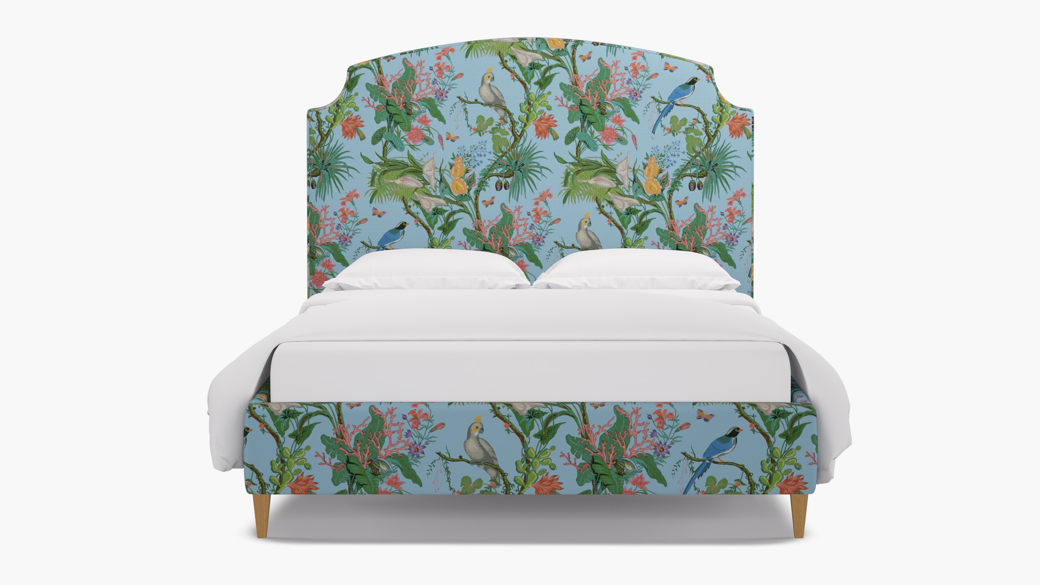 Cove Bed, Sky Cinque Terra, Natural Square Tapered Leg, Queen - Image 0