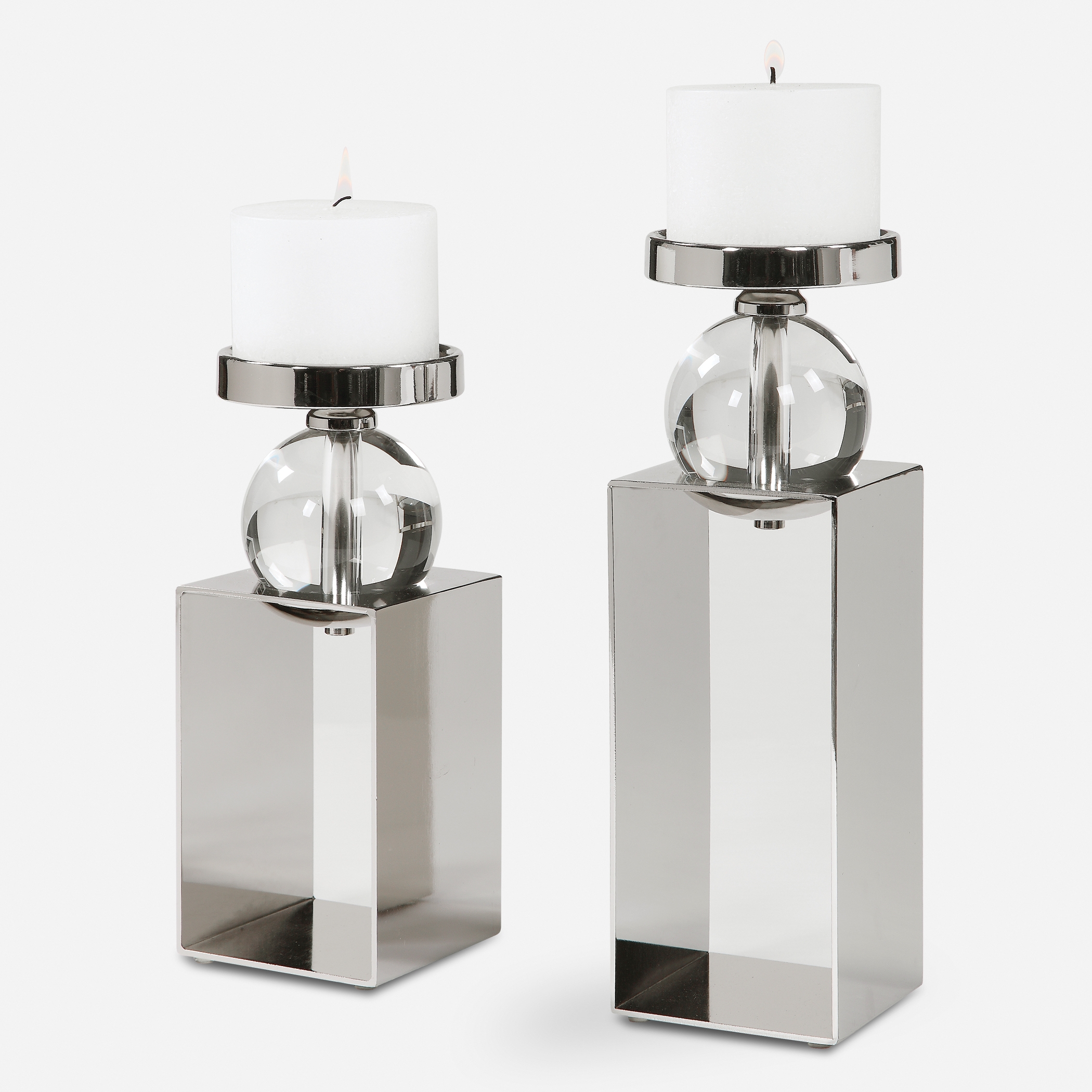 Lucian Nickel Candleholders Set/2 - Image 0