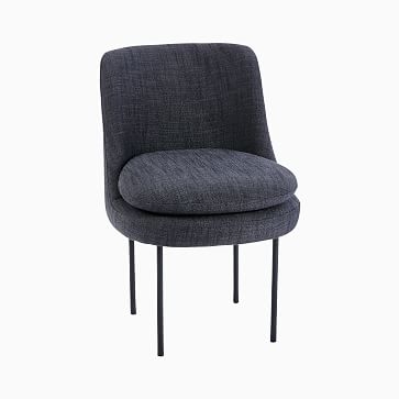 Modern Curved Dining Chair,Distressed Velvet,Dune,Black Pc - Image 1