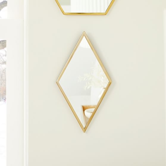 Zephyr Mirrors, Diamond, Antique Brass, Mirror, 14x8 - Image 0