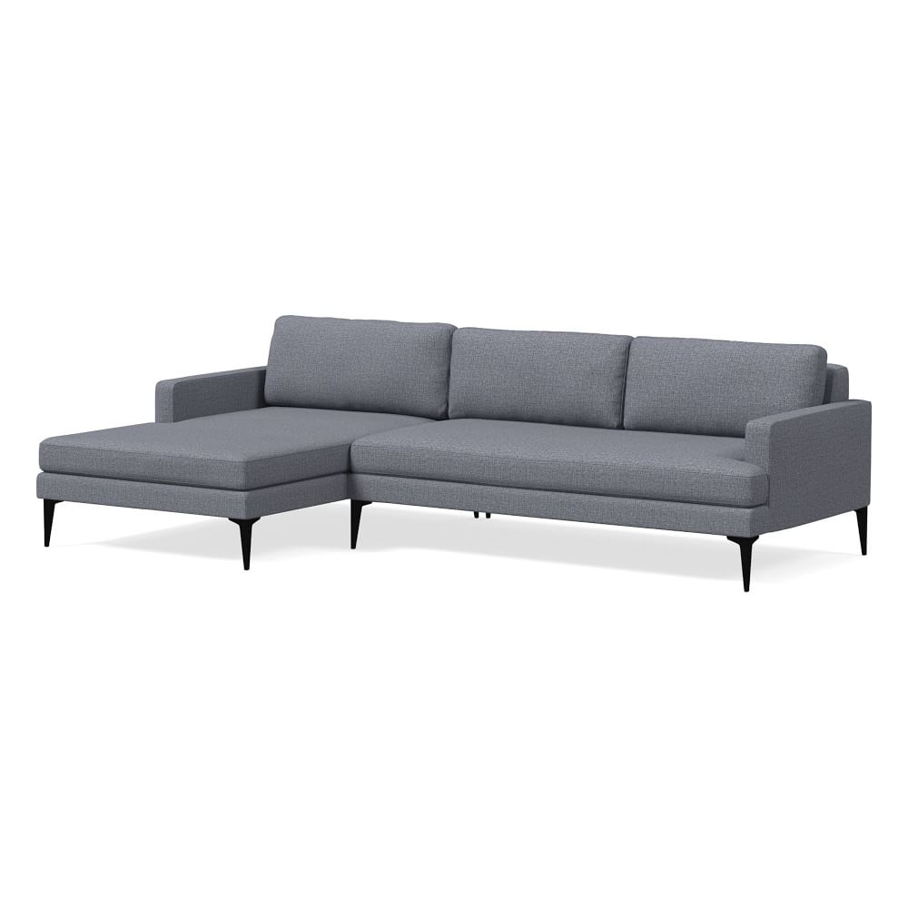 Andes 101" Left Multi Seat 2-Piece Chaise Sectional, Standard Depth, Performance Yarn Dyed Linen Weave, graphite, Dark Pewter - Image 0