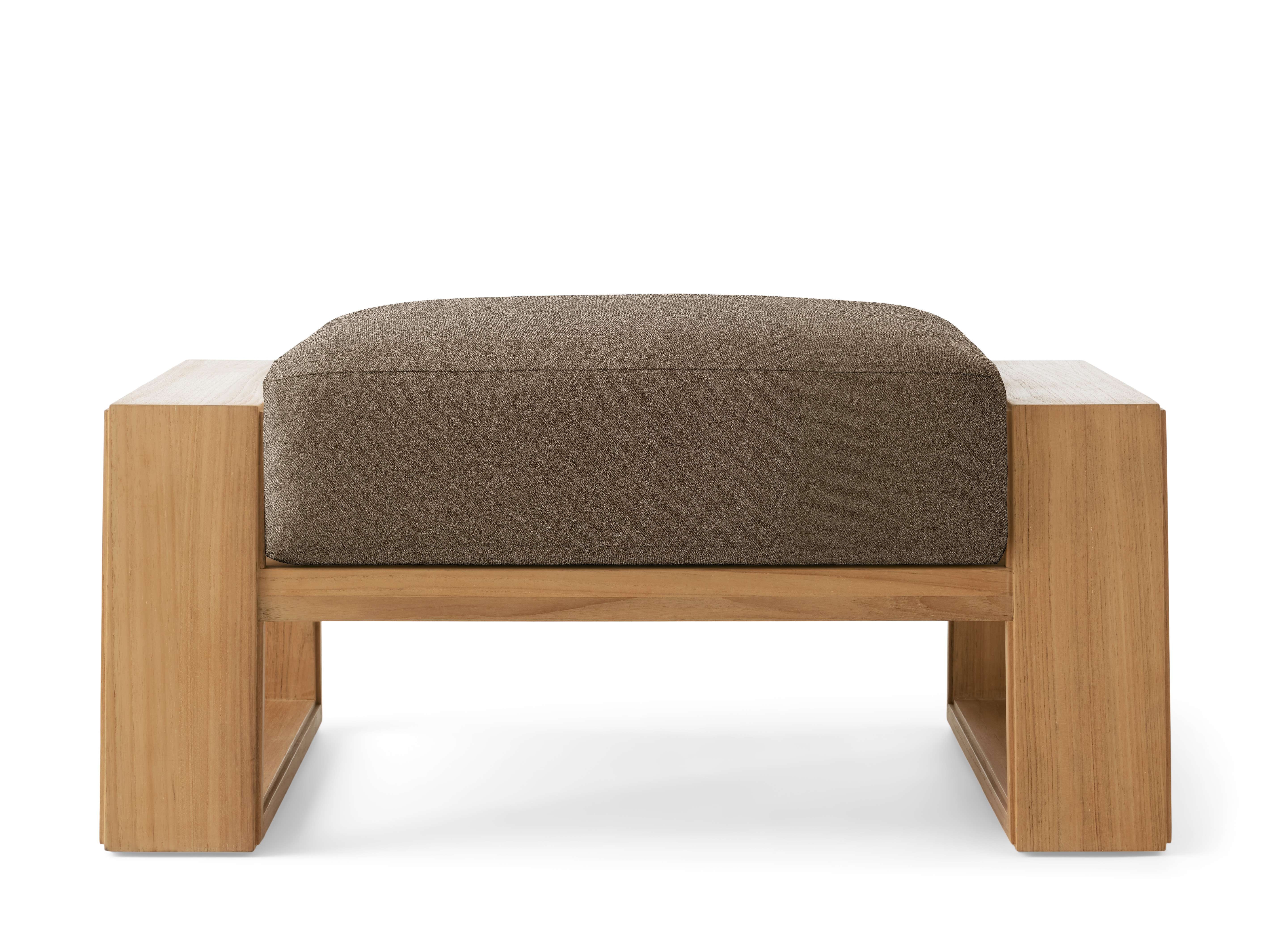 Canyon Outdoor Ottoman Teak in Natural  Sienna Cocoa  - Image 0