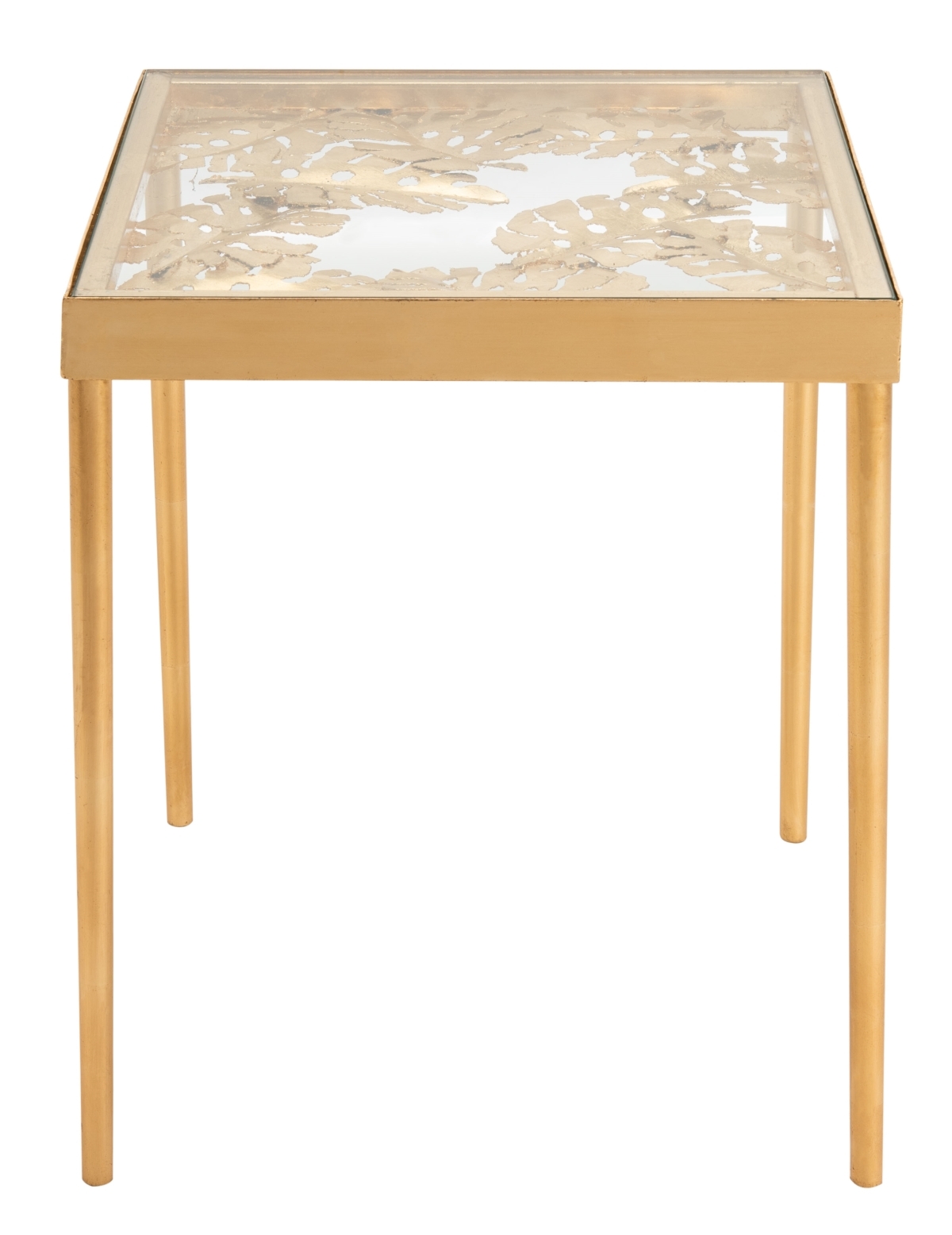 Leilani Palm Leaf Side Table - Gold / Glass - Safavieh - Image 0