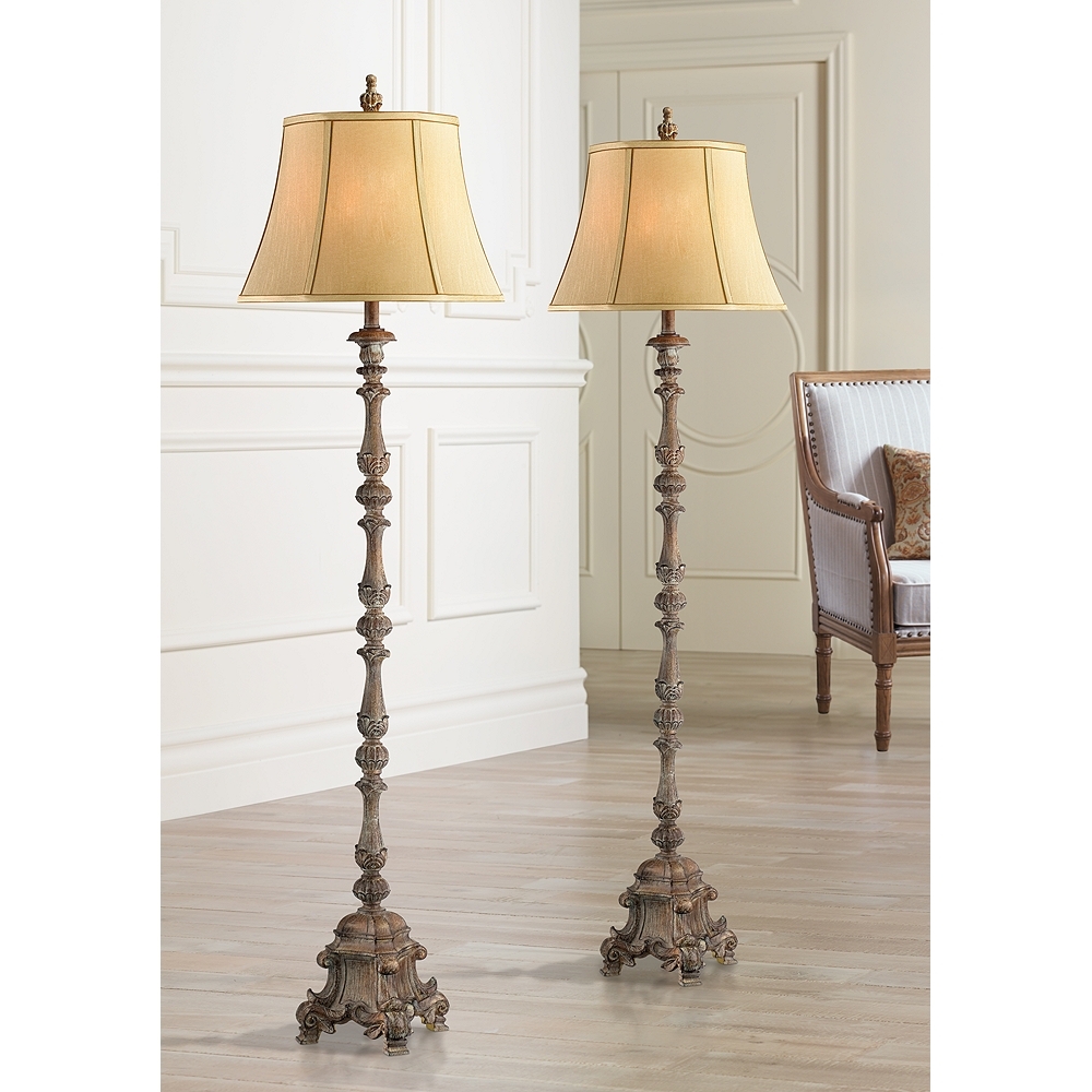 Regency Hill French Candlestick 62" Faux Wood Floor Lamps Set of 2 - Image 0