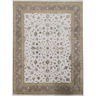 One-of-a-Kind Hand-Knotted Ivory/Brown 9' x 12'1" Area Rug - Image 0